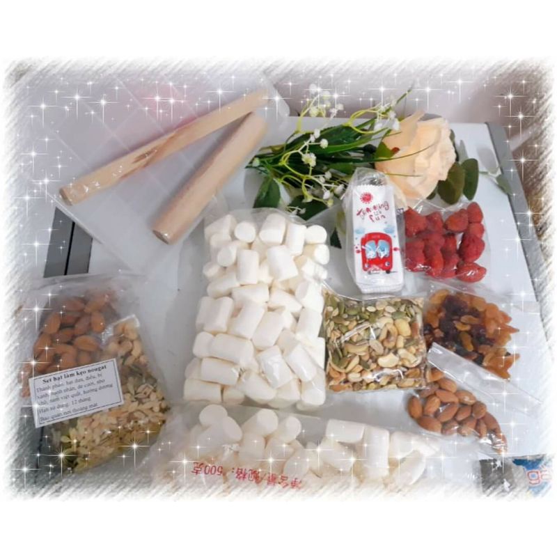 [Mã 154FMCGSALE giảm 8% đơn 500K] Set làm kẹo hạnh phúc - nougat ko kèm bơ (hạt đã sấy chín)