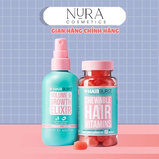 Combo hairburst kẹo dẻo + xịt dưỡng làm phồng, kích thích mọc tóc 125ml + 60 viên
