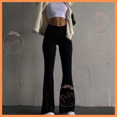 Quần Legging Nữ Ống Loe Tôn Mông Hack Dáng Lưng Cao 7cm Chất Cotton Lạnh Daily