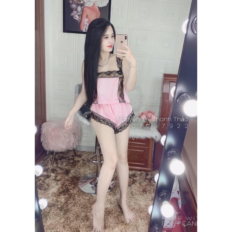 [Mã FAMAYWA giảm 10K đơn 50K] Đồ ngủ sexy nữ Freeship Đồ ngủ sexy nữ lụa satin phối ren mềm mịn freesize dưới 60kg | BigBuy360 - bigbuy360.vn