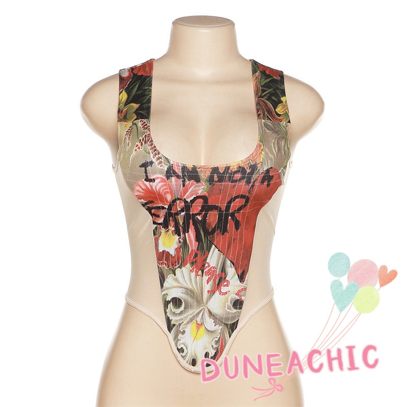 DUNEA Áo Tank Top Dáng Ôm In Họa Tiết Thời Trang Cho Nữ