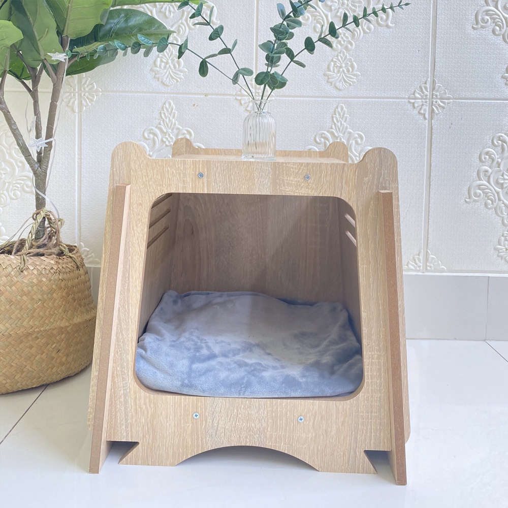 Nhà cho mèo, chuồng mèo gỗ giá rẻ thiết kế hiện đại  – SGP208