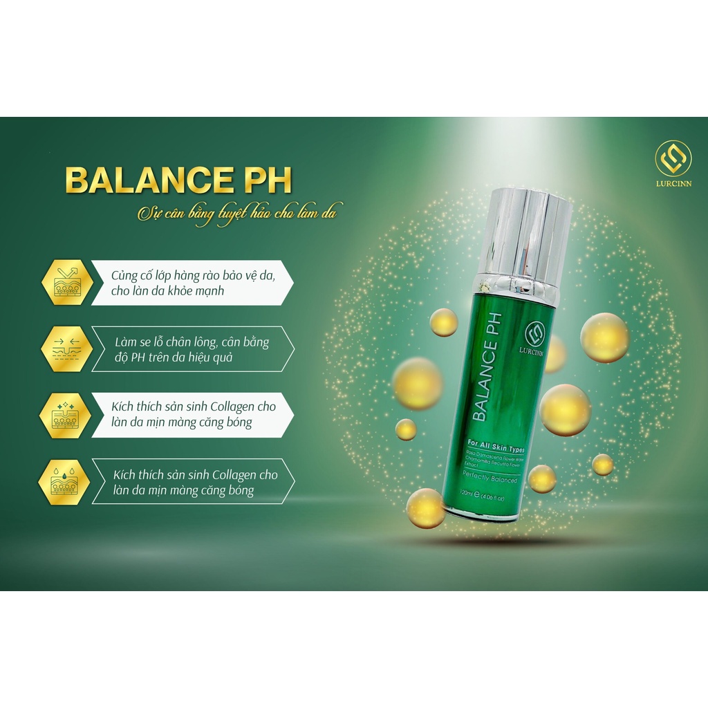 Nước hoa hồng cân bằng da LURCINN Balance pH Toner 120ml