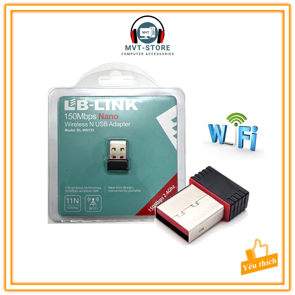 USB wifi thu wifi LB LINK cho máy tính bàn thu sóng wifi cho pc MVT Store WN151