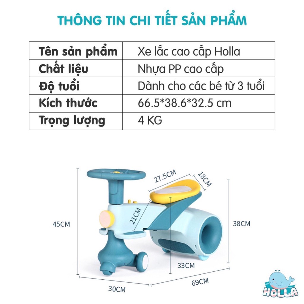 XE LẮC KIÊM CHÒI CHÂN 2IN1 HOLLA CAO CẤP