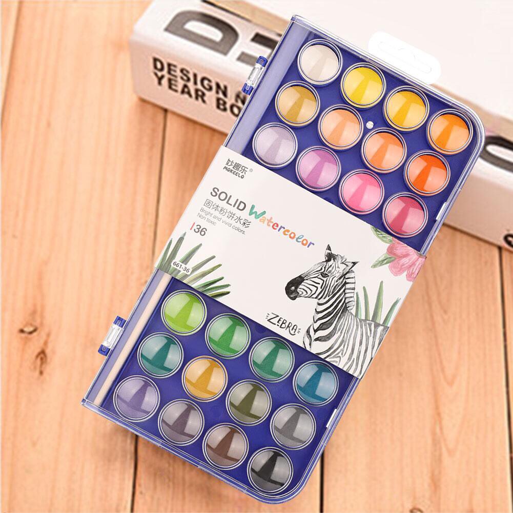 Màu nước nén Mokeelo 12/16/28/36 màu hộp xanh