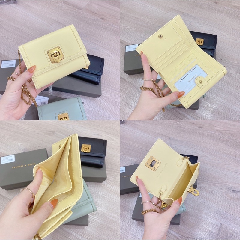 (Mới 2022) Ví CK gập nhiều ngăn kèm dây xích fullbox