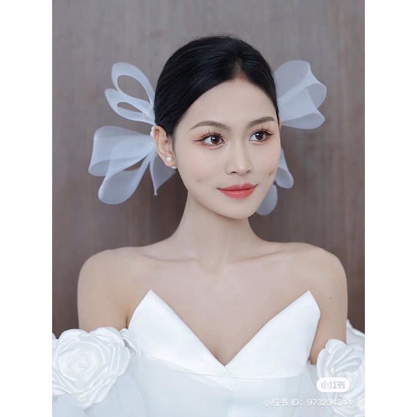set 2 nơ cài tóc cực xinh, cài tóc cô dâu