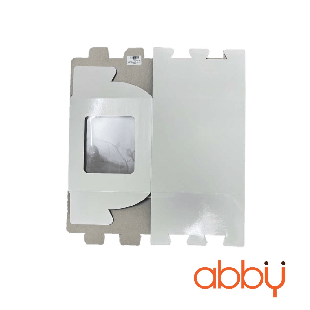 Hộp gato trắng một mặt kính 22x22x20cm (kèm đế trắng)