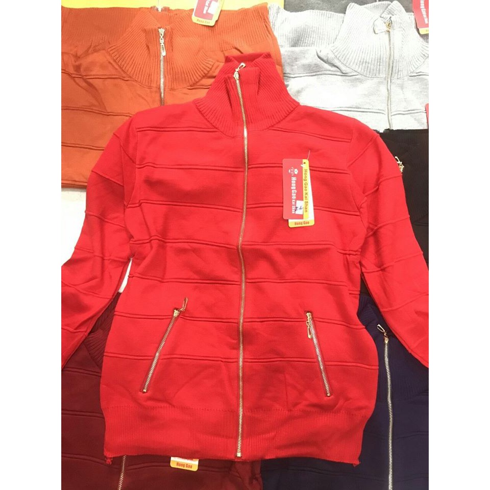 Áo khoác phối dây kéo túi hàng len co giãn dày dăn form to ảnh thật