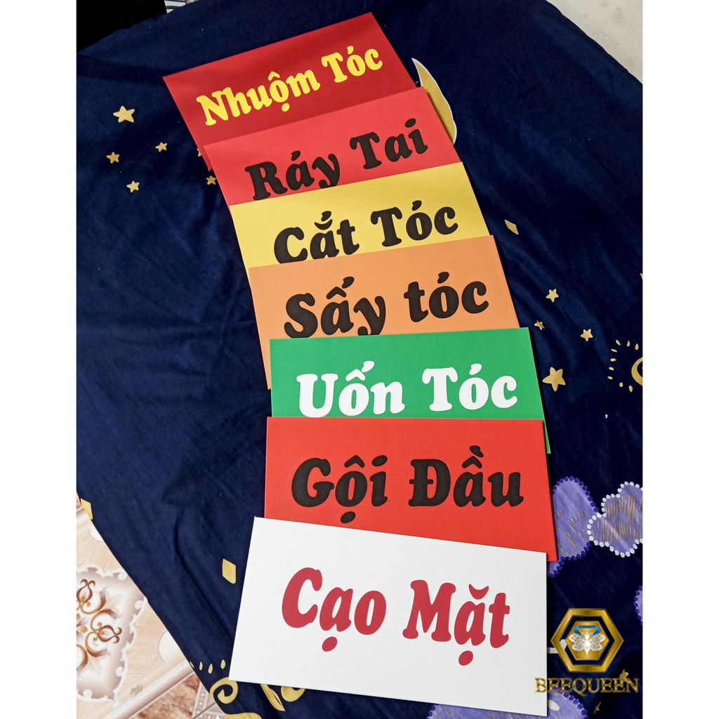 Combo 5 Thẻ Dán Tường Barber Shop - Tiệm Hớt Tóc Chống Nước Chống Phai - Thẻ dịch vụ dán tường mẫu mới