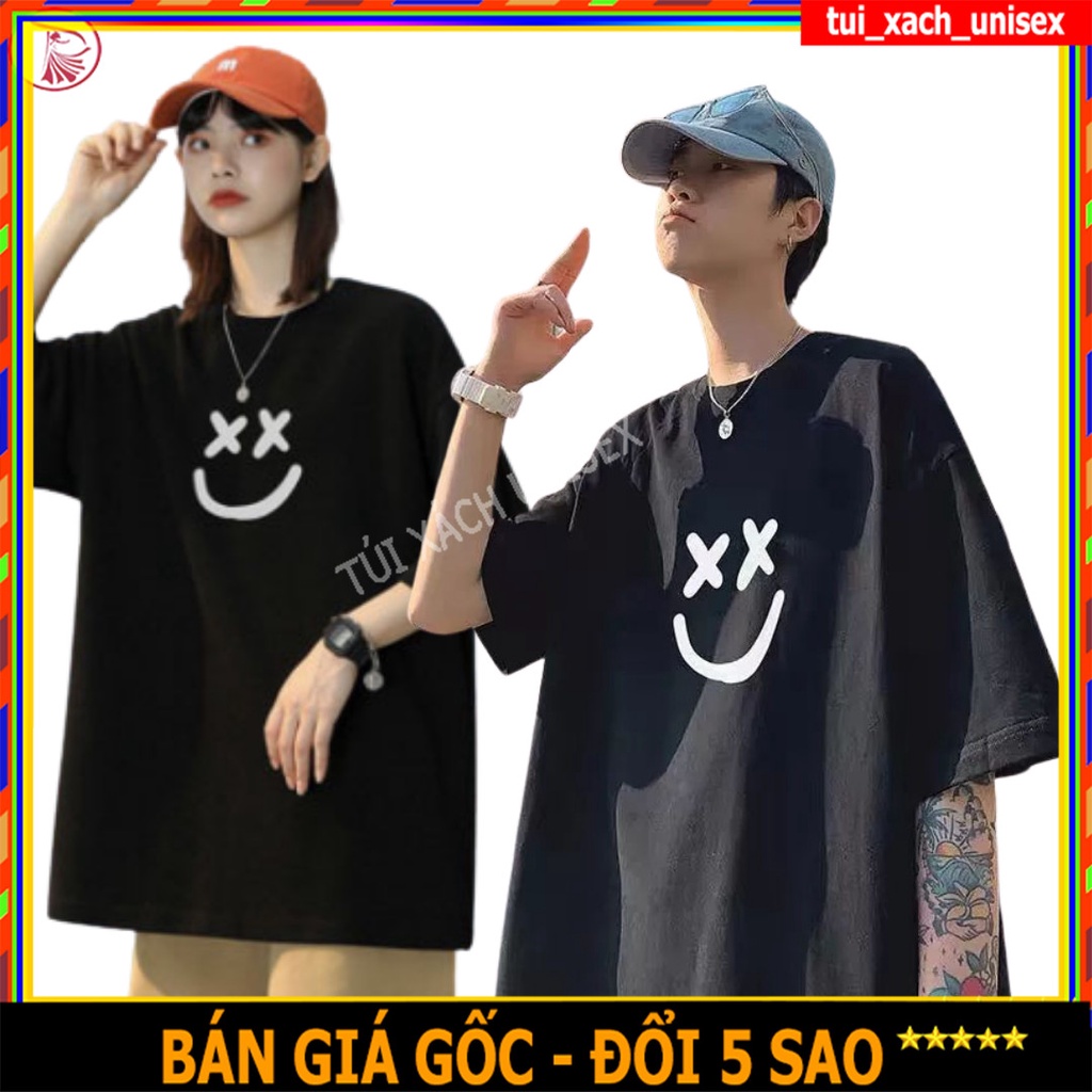 Áo Thun Nam Nữ Uniaex Phản Quang Mặt Cười X.X Phông Tay Lỡ Hai Màu Đen Trắng Tuổi Tin M01