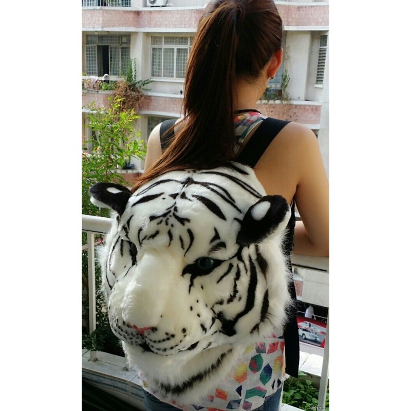 Balo Đầu Hổ Cọp trắng sọc đen size to
