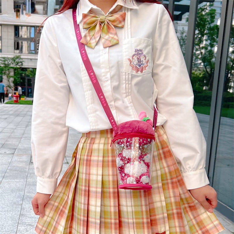 Túi Đeo Chéo Hình Ly Trà Sữa Bằng PVC Phủ Lông Dễ Thương Thời Trang