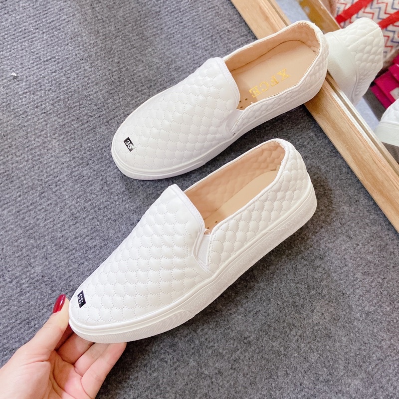 Giày lười nữ vảy cá cao cấp PUNSHOES/giày sục đế 2cm/2f năng động trẻ trung (Freeship- Ảnh tự chụp)