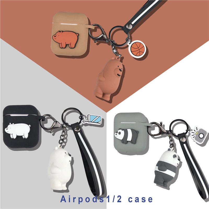 Vỏ bảo vệ hộp đựng tai nghe bluetooth Airpods 1/2/Pro chống sốc có móc khóa hình gấu (có bán lẻ móc khóa)