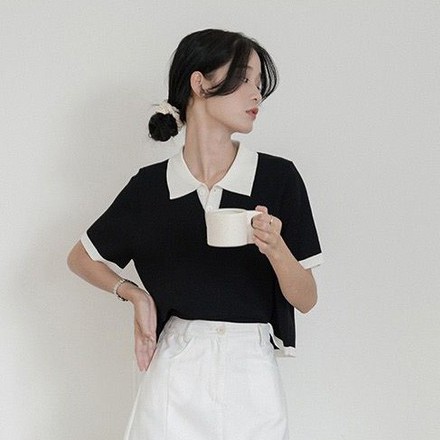 Áo thun dệt kim NZN tay ngắn thời trang xinh xắn cho nữ với 3 màu tùy chọn