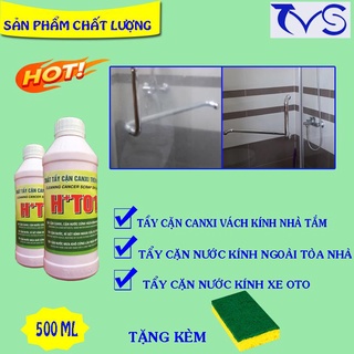 tẩy ố mốc kính H+T01,siêu tẩy ố mốc kính nhà tắm kính ô tô, tẩy cặn canxi  trên kính + tặng 1 mút chà