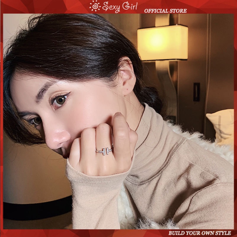 Nhẫn Trang Sức Chữ T Đôi Sang Trọng Thời Trang 2022 Dành Cho Nữ