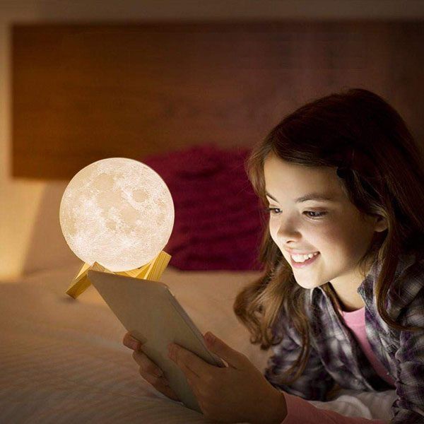 [ Siêu Đẹp]  Đèn ngủ mặt trăng Moon Light 3D cảm ứng 3,7,16 màu.