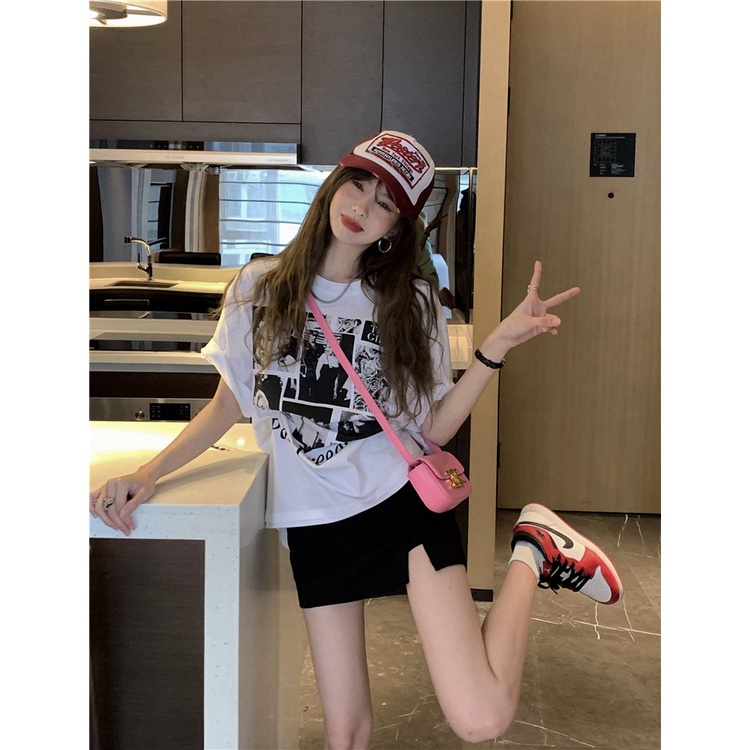 Áo Thun Nữ Ngắn Tay Cổ Tròn Thời Trang Hàn