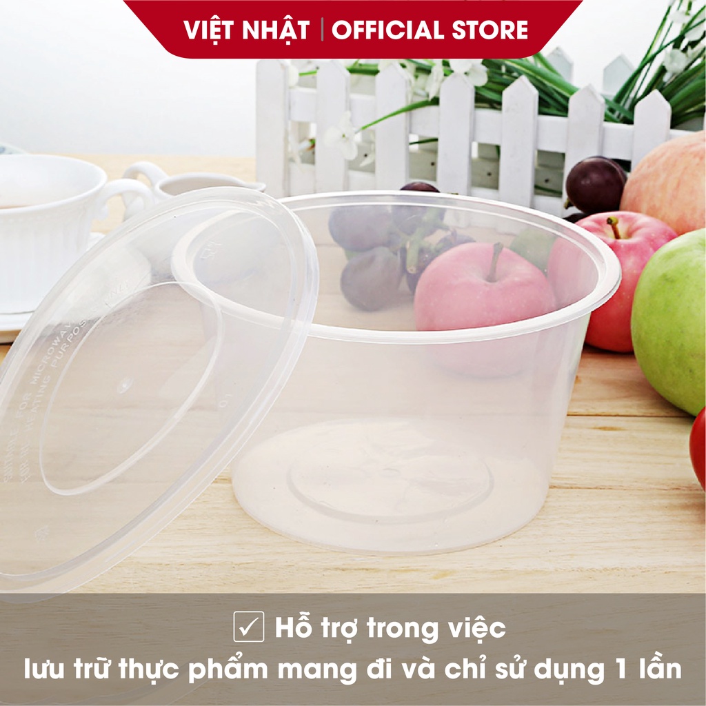 [QUÀ TẶNG]10 Hộp Tròn Trữ Đông Có Nắp, Chia Thức Ăn Tiện Dụng Bảo Quản Ngăn Đá Làm Caramen Bánh Flan - Việt Nhật Plastic