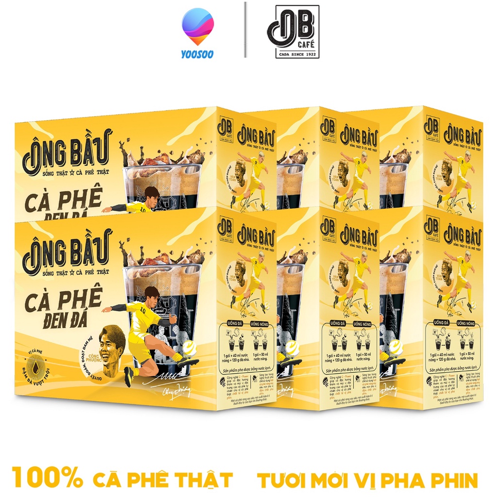 Combo 06 Hộp/ 60 Gói Cafe - Cà Phê Đen Đá Ông Bầu Hộp 140g – Thương hiệu NUTIFOOD – YOOSOO MALL - cà phê ob, ob cafe