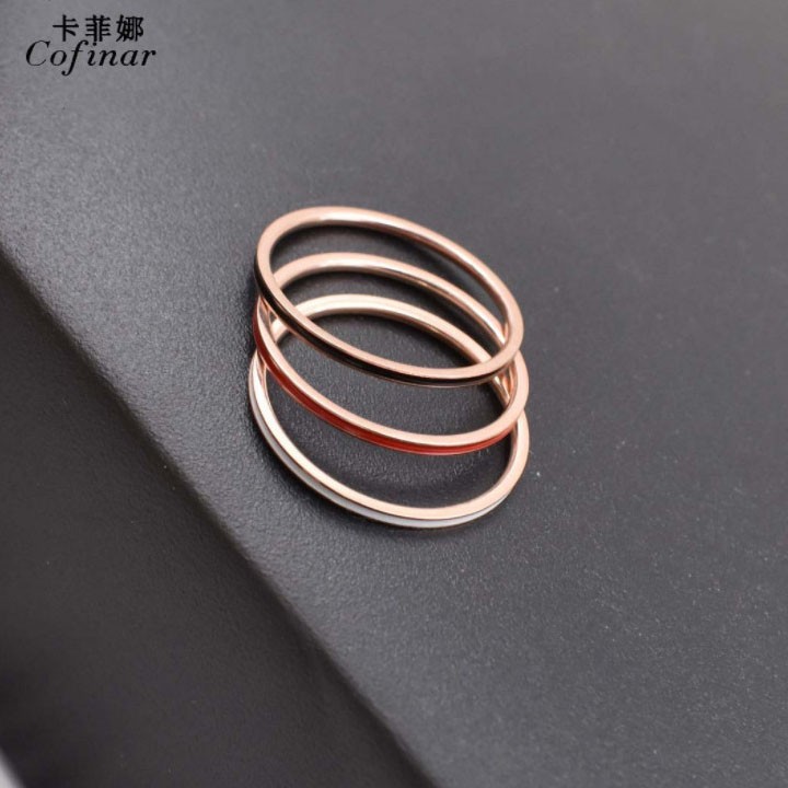 Bộ 3 Nhẫn Nữ 3 Màu Titan Không Đen TT 1065