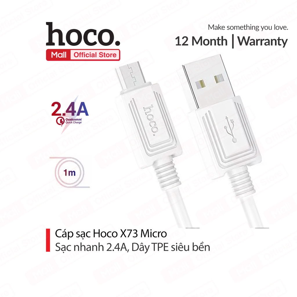 Cáp Sạc Hoco X73 Cổng Micro 2.4A Dây Dài 1m