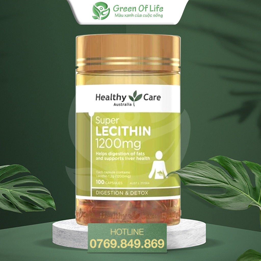 Mầm đậu nành Healthy Care Super Lecithin 1200mg 100 viên Úc