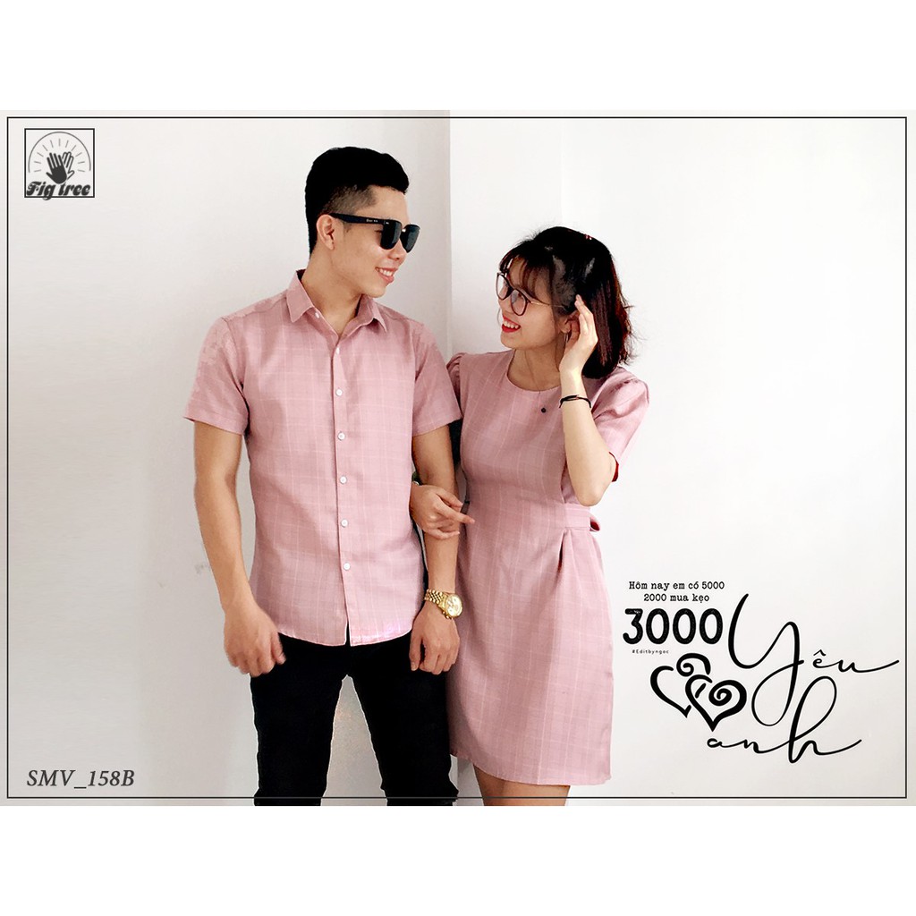 Set Sơ Mi Váy Gia Đình FIGTREE Caro Hồng Mã 158B Siêu Xinh