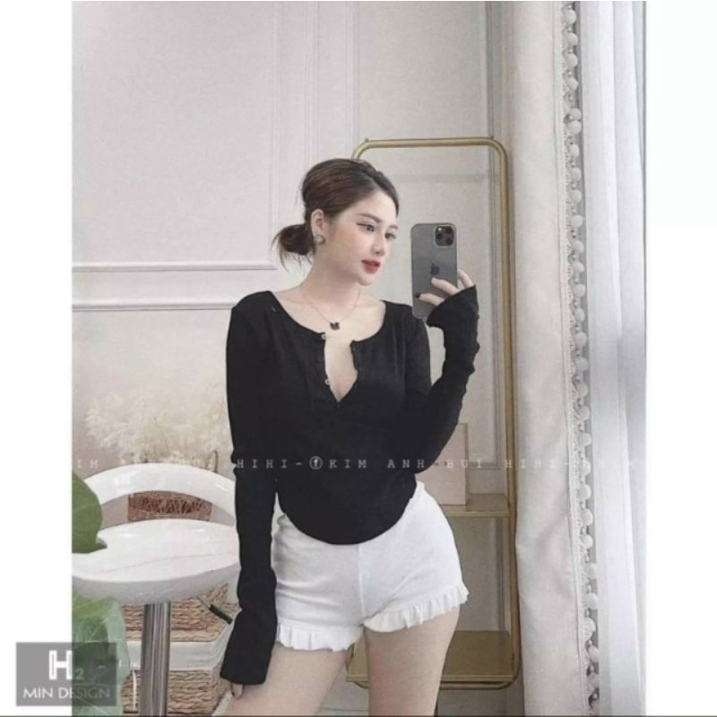 Quần shorts đùi ngắn borip phối viền bèo UNG