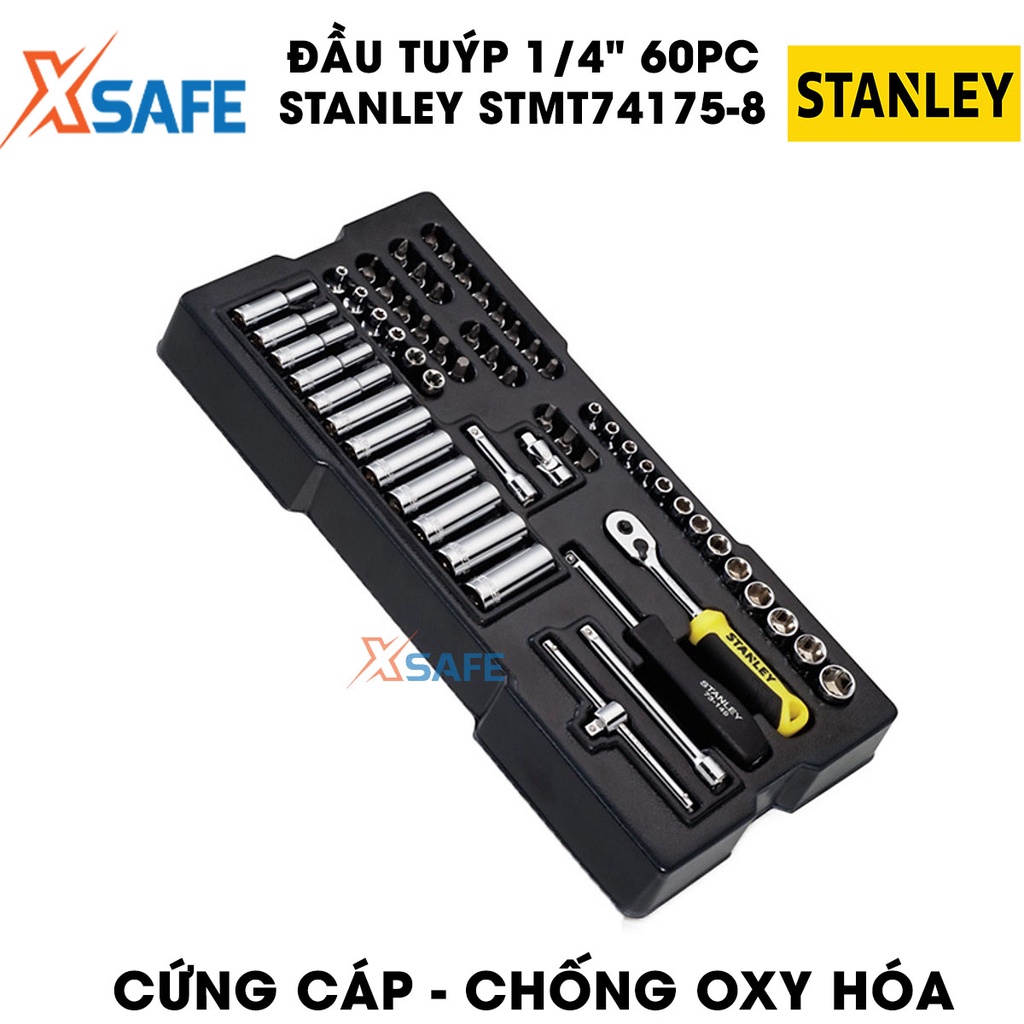 Đầu tuýp bộ 1/4 inch STANLEY STMT74175-8 60 chi tiết thiết kế chính xác từng chi tiết, chất liệu thép CR-V cứng cáp