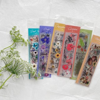 Sticker hoa flower diary vintage