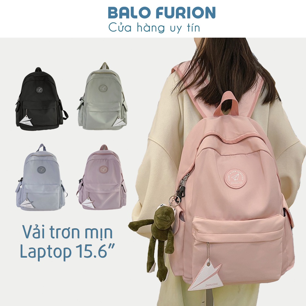 Balo Nữ Đi Học Cao Cấp Zhihuisu Vải Trơn 5 Màu, Balo Bỏ Vừa Laptop 15 Inch