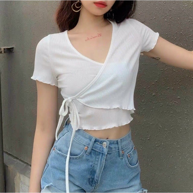 Áo gân đắp chéo cột dây A29