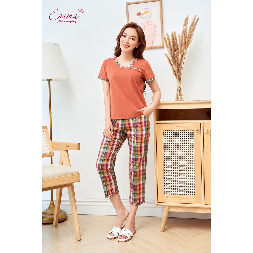 Đồ Bộ Mặc Nhà Emma Áo Cotton, Quần Kate Thô EHLCK.22.52.08
