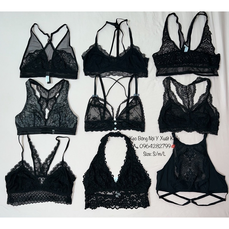 Áo Ngực Bralette Ren Thun Không Gọng Không Mút  Xuất Khẩu XS S M L XL