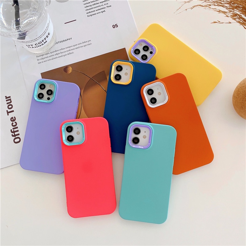 Ốp điện thoại TPU mềm chống sốc chống rơi màu trơn bắt mắt cao cấp dành cho IPhone 13 12 11 Pro Max XR 7 8 Plus