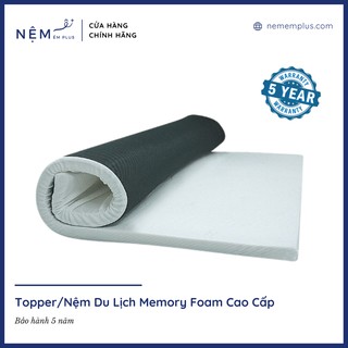 (CHÍNH HÃNG) Nệm Du Lịch, Topper Tiện Nghi Memory Foam Vải Gấm Cao Cấp Nhiều Size - Bảo hành 5 năm - Nệm Êm Plus