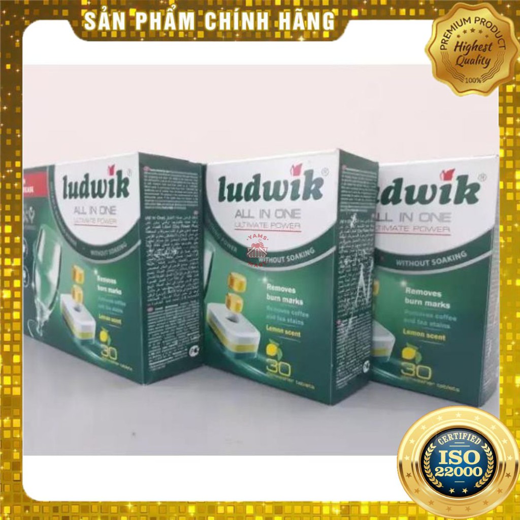 [ Yams Mart ] Combo 90 viên bột nén dành cho máy rửa bát Ludwik All in one Ultimate Power