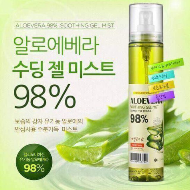 Xịt khoáng lô hội aloe vera soothing mist 98%