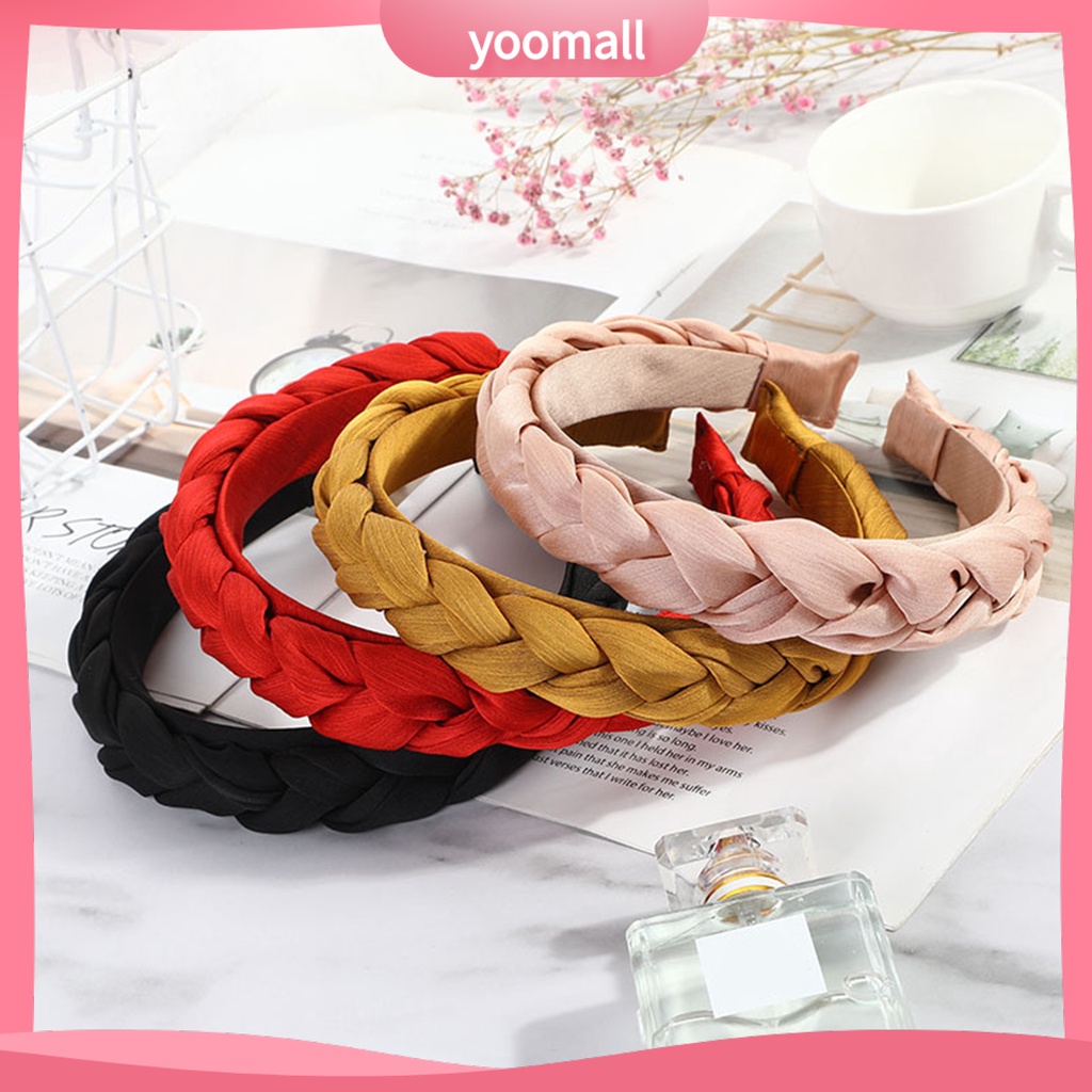 Băng Đô Cài Tóc Bằng Vải Satin Màu Trơn Thắt Nút Dành Cho Nữ