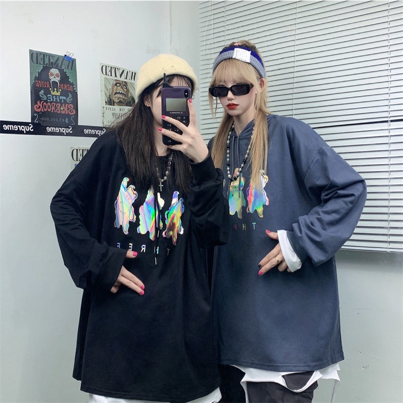 ZHELIHANGFEI Áo len khô in chữ dài tay đa năng thời trang