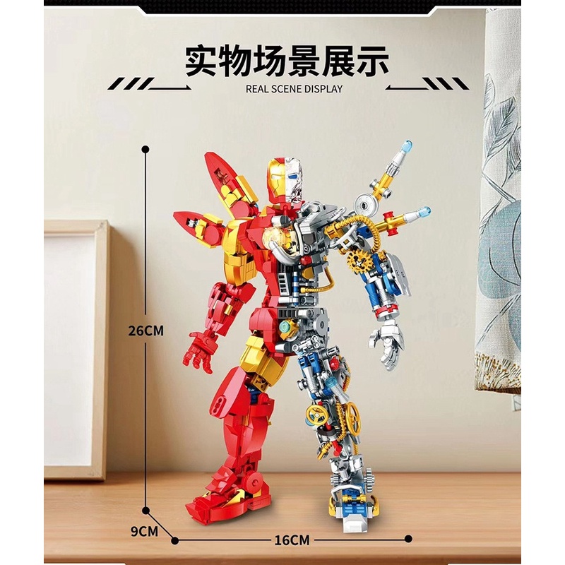 （CÓ SẴN）Đồ chơi lắp ráp mô hinh Super Hero 6069 iron king mô hình iron man nữa người có đèn led