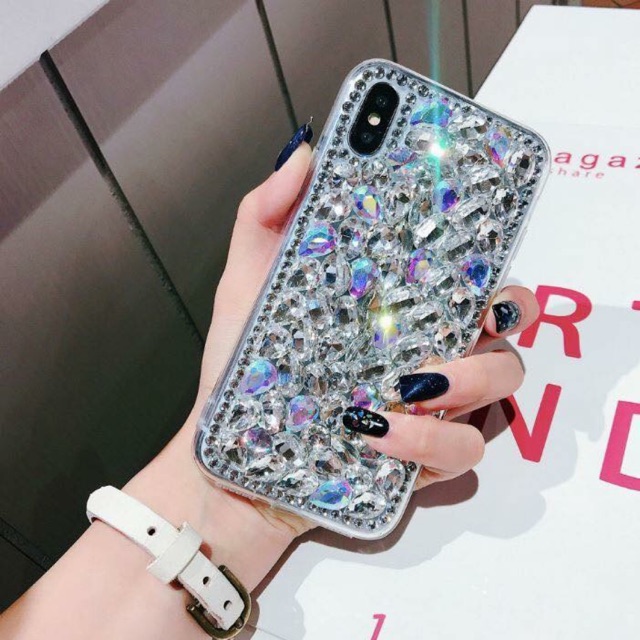 Ốp Lưng Handmade Đính Đá cao cấp TRẮNG
