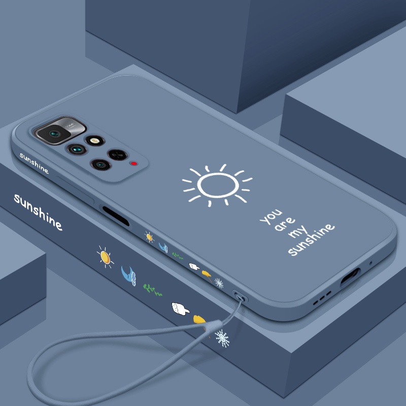 Ốp Điện Thoại Silicon Mềm Chống Sốc Hình Mặt Trời Có Dây Đeo Cho redmi 10 redmi note 11 pro note 11s