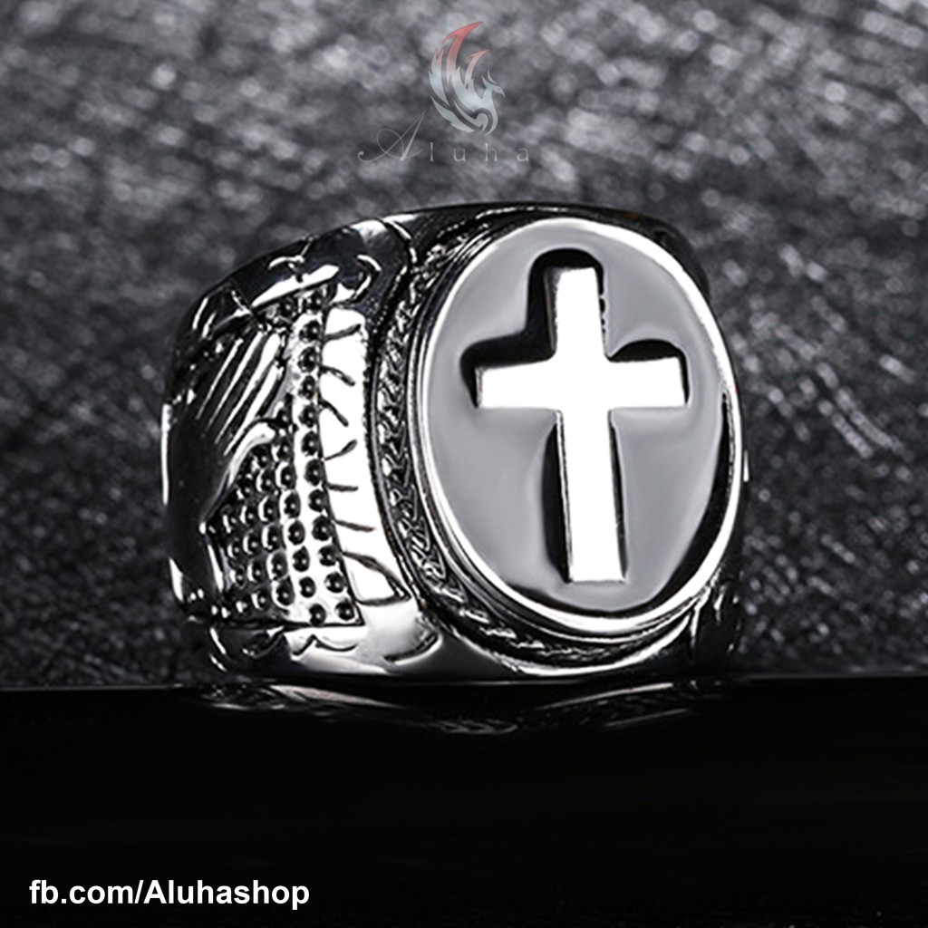 Nhẫn Titan Thánh Giá phong cách Mỹ đẹp hơn trên hình - R006 - Aluha - Xả lỗ