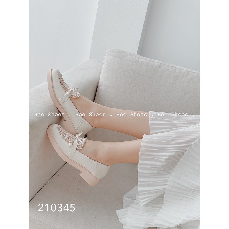 BEESHOES - GIÀY BÚP BÊ NỮ MŨI TRÒN DẠ NƠ - GIÀY BÚP BÊ NỮ MŨI TRÒN ĐẾ VUÔNG CAO 2 PHÂN SẴN MÀU ĐEN - KEM 210345 | BigBuy360 - bigbuy360.vn