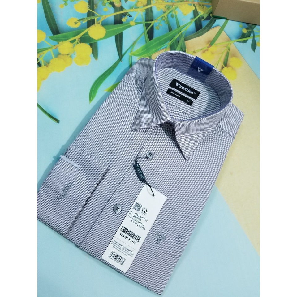 Aó sơ mi nam Việt Tiến dài tay mã 1P0259NT4 chính hãng, cao cấp  - form suông REGULAR - tà bầu . HỌA TIẾT.SHOP HỨA